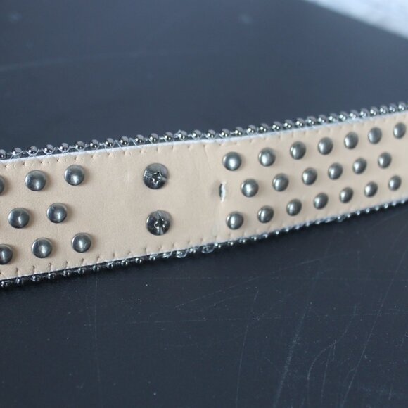 White Faux Leather Woman Belt Skull Rhinestone Western Motorcycle Bling Carnival main image 13
